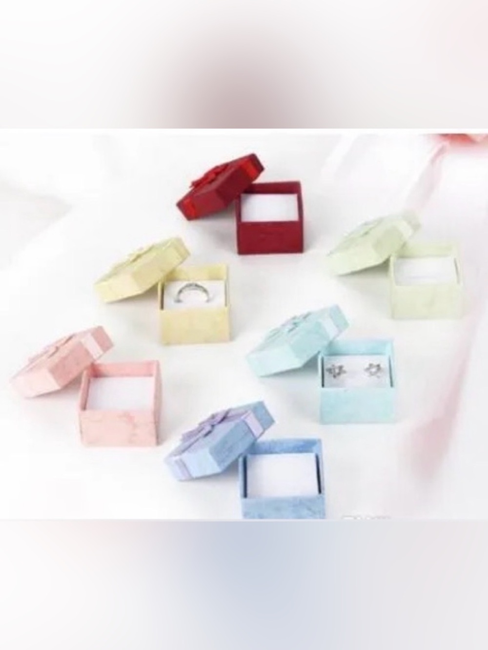 Pastel Jewelry Gift Boxes Set – 6 Colors w/ Bow & Cushion Insert per set - Picture 2 of 7